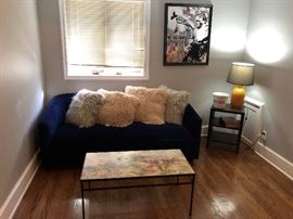 Blue Fabric Couch by Restoration Hardware