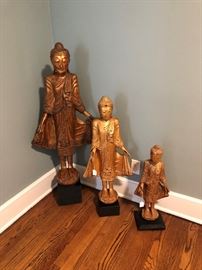 Wood Carved Asian Statues