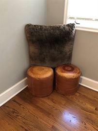 Handmade Tooled Leather Ottoman/Seat