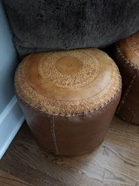 Handmade Tooled Leather Ottoman/Seat