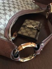 Gucci GG Monogram Bamboo Saddle Hobo and Matching Wallet