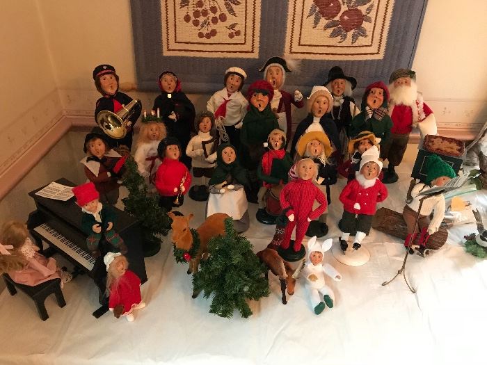 Large collection of vintage Byers Choice carolers, very collectible.
