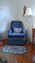 Blue Chair, Rug, Floor Lamp  Wall Clock - main floor