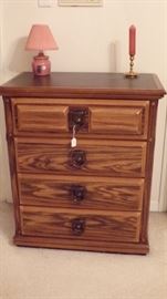 4 drawer Chest , small Lamp, Candle holder - upstairs