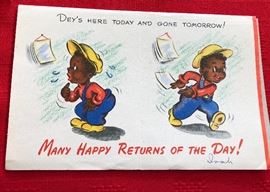 Hallmark VTG Card Black Americana "Dey's Here today and gone tomorrow"