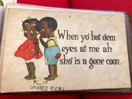 Antique Post card When yo Bat Dem eyes at me Ah Sho' is a gone Coon #rarepostcard.com