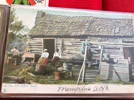 1907 Post card "at the old cabin door"