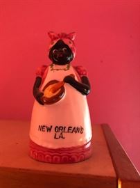 Vintage BLACK AMERICANA Bisque Jemima Mammy Food Bell Souvenir New Orleans 