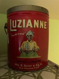 1928 Vintage Luzianne Coffee and Chicory Tin Can With Handle