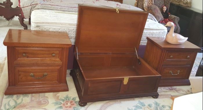 Two Side Bed Tables and Storage Trunk