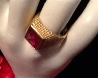 14K. Pink/Red Stone Ring.       $450.