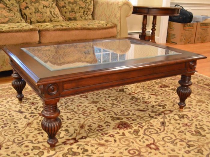 Ethan Allen table with cane and glass top
