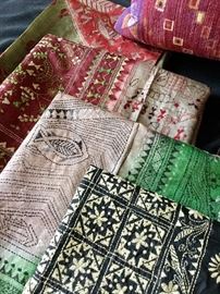 Hand sewn silks from India. Many be used as scarfs, table runners, frame them, you name it! Great pieces! 