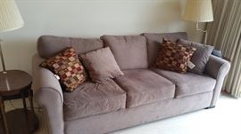 like new microfiber couch - this photo does not capture it's best side, but it's a nice choco brown color