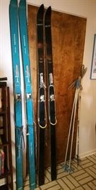 vintage skis and poles