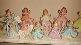 detail of Josef's figurines - whole set, 1 thru 16 but sold individually.  most with original hang tags. 