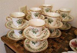 Lenox Christmas cups and saucers - set of 12 - sold as a group