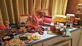 toys and records and fisher price stuff