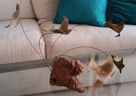 Jere' style bronze seagulls on burl base