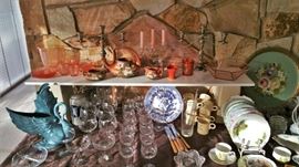 vintage glassware, china, pottery