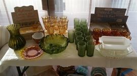 RETRO avocado and amber glassware plus a piece or 2 of Pyrex....can you smell it??!! ;)