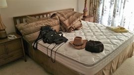 king mattress and boxspring - king bedding - purses - hats