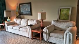 basement couch and chair - useable but need a good cleaning - priced to SELL.  Really, they gotta go.