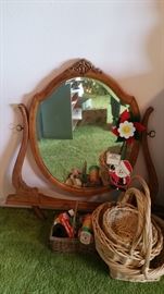antique dresser mirror - baskets