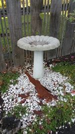 concrete birdbath - nice!'