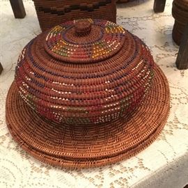 Vintage African basket with beads