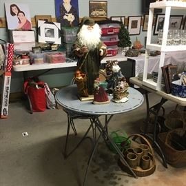 Small folding metal table - has 2 chairs also
