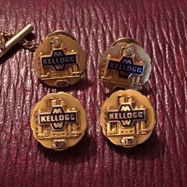 MW Kellogg service award pins 10k gold 2 with diamonds.  Vintage