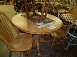 Round Oak Table & 4 Chairs: $80.00