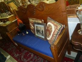 Vintage Oak Handcrafted Bench: $112.50