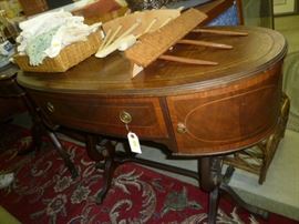 Vintage Oval Table w/ Leather Insert Top: $25.00