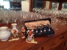 Vintage and contemporary stemware, Hummers, German porcelain