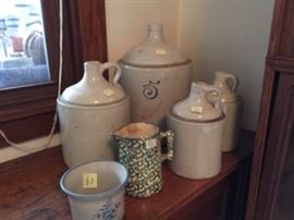 Redwing, Roseville crocks and jugs of all sizes