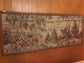 Large framed tapestry.