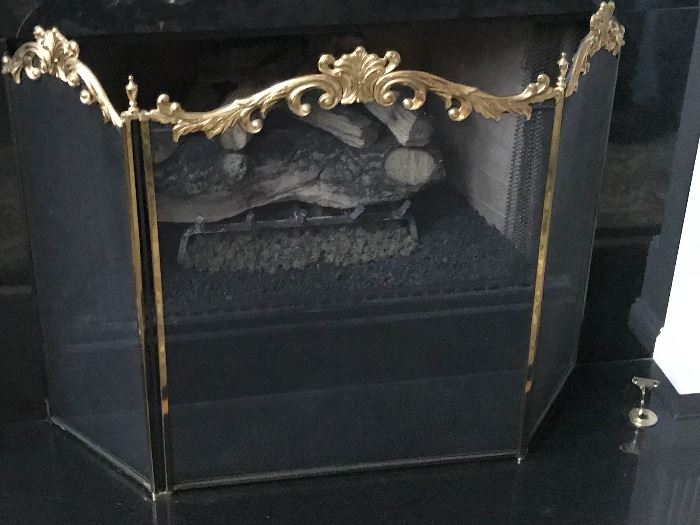 Vintage French Provincial Tri-panel Fireplace Screen 