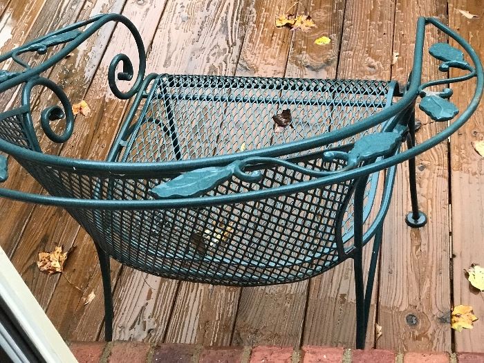 Green Wrought Iron Club Chairs