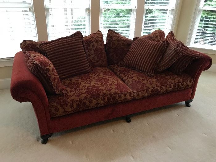 J. Miles & Company scroll armed Sofa w/two (2)/pillows 