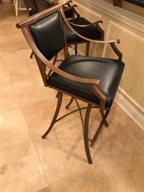 three (3) Copper colored swivel stools w/foot rest 