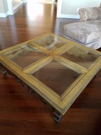 Square Glass Top Coffee with Detailing