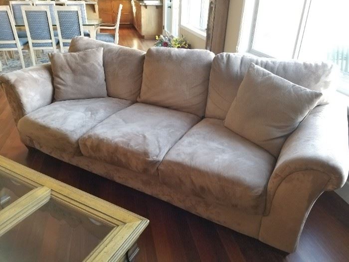 Microfiber/Suede Neutral Sofa