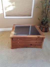 Glass Top Coffee Table w/Drawers
