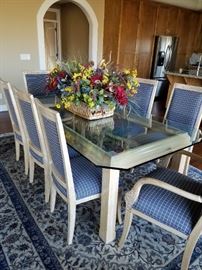 Wonderful Classic Glass Top Dining Table with 8 Chairs.