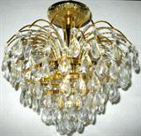 Lot #49: 5-Tier Cascading Crystal Light Fixture w/Gold Tone Base, 14"L.