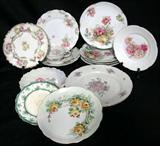Lot #54: China Inc. Bavarian Teacup & 12 Plates, 6 Bavarian (4 "Louise" & 2 "Malmaison"), 4 Germany, England & Czechoslovakia.