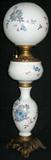 Lot #70: Impressive Pedestal Brass & Painted Milk Glass Oil Lamp, Marked Made In U.S. of America, 28.5"T.