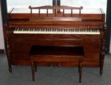 Lot #150: Howard by Baldwin Co. Piano, Light Wood Finish, SN 85233, 57.5"W x 23"D x 41" T, Together w/ Bench 30"W x 18"T.  Piano in Tune and Ready to Play.